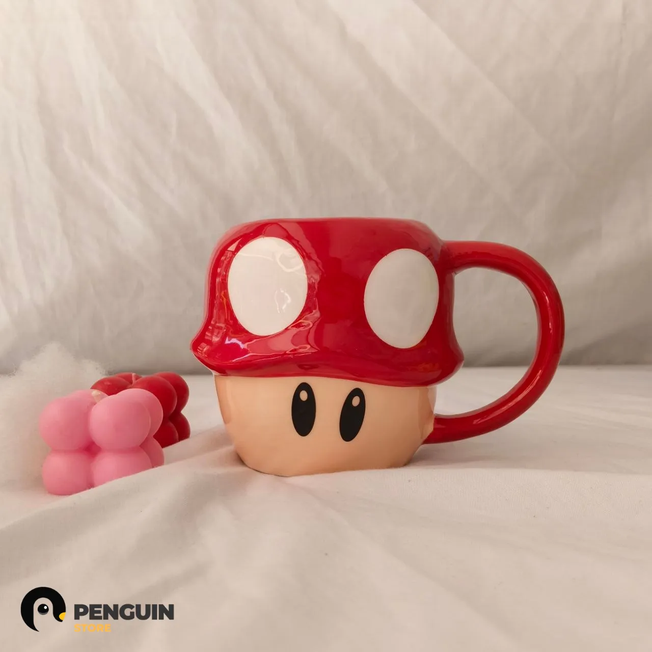 مج "المشروم" (Mushroom) ثري دي - مج سيراميك مجسم بتصميم "سوبر ماريو" لزوم الطاقة والروقان من Penguin Store 🍄🔴☕